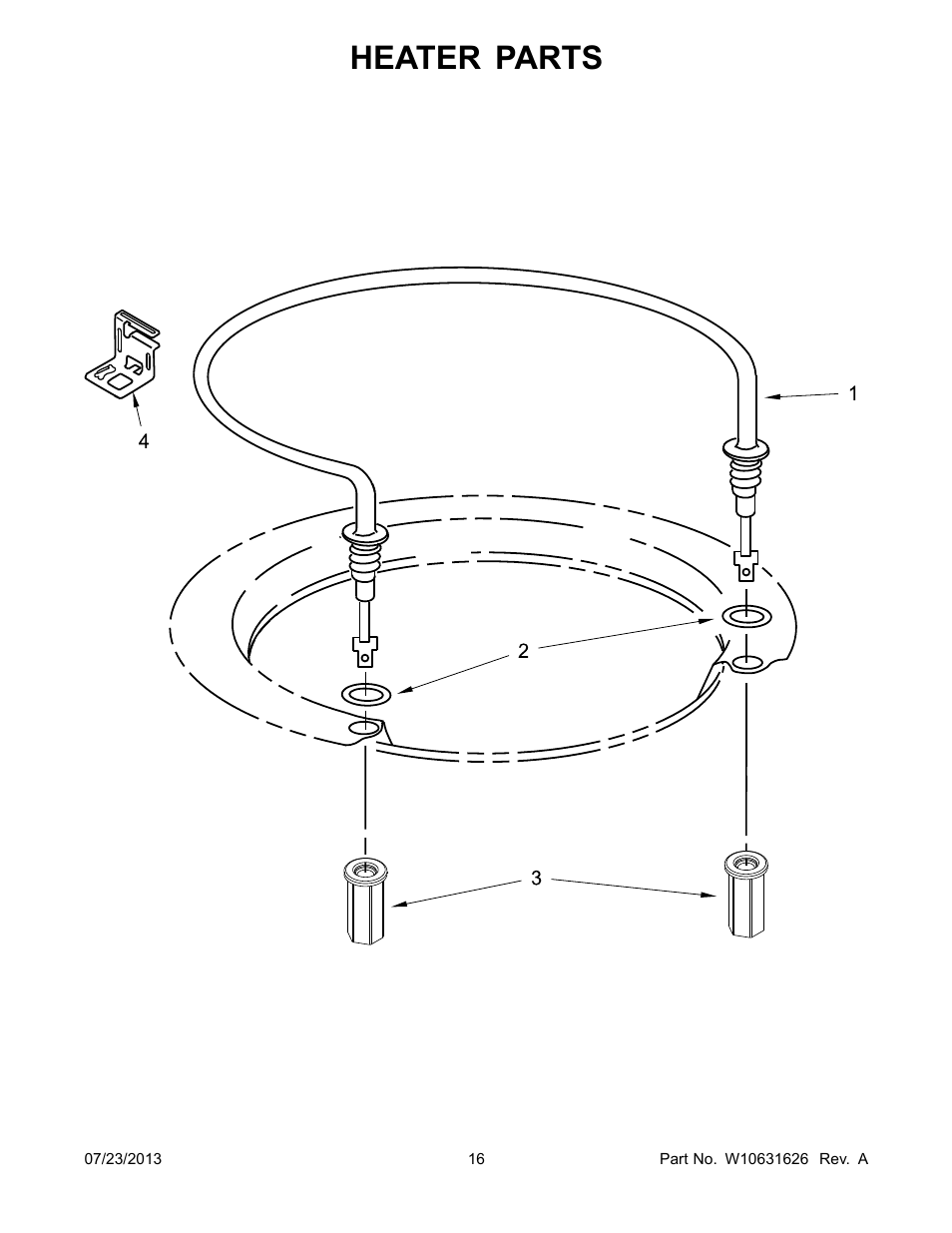 Heater, Heater parts | Whirlpool WDP350PAAB User Manual | Page 16 / 24