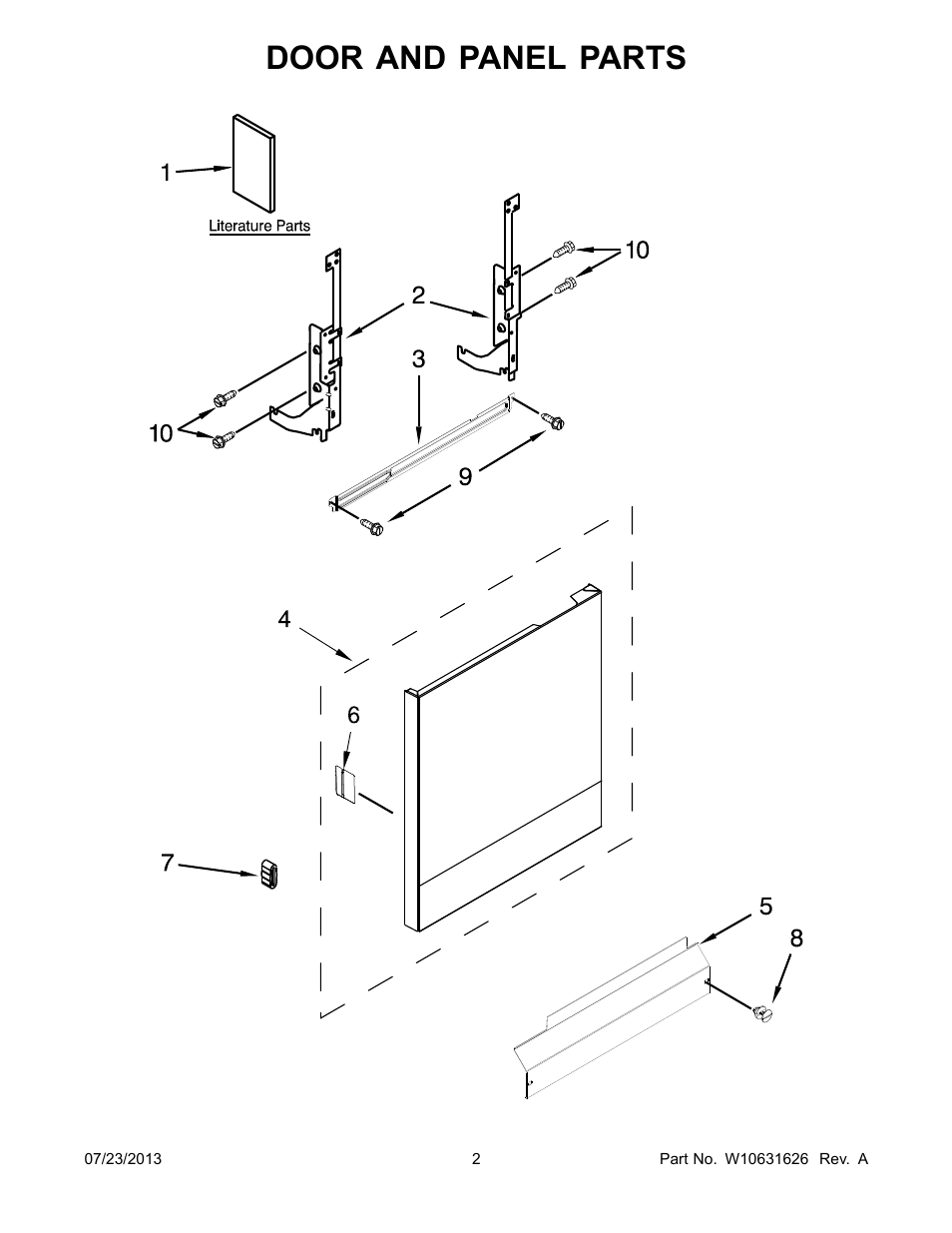 Door and panel, Door and panel parts | Whirlpool WDP350PAAB User Manual | Page 2 / 24