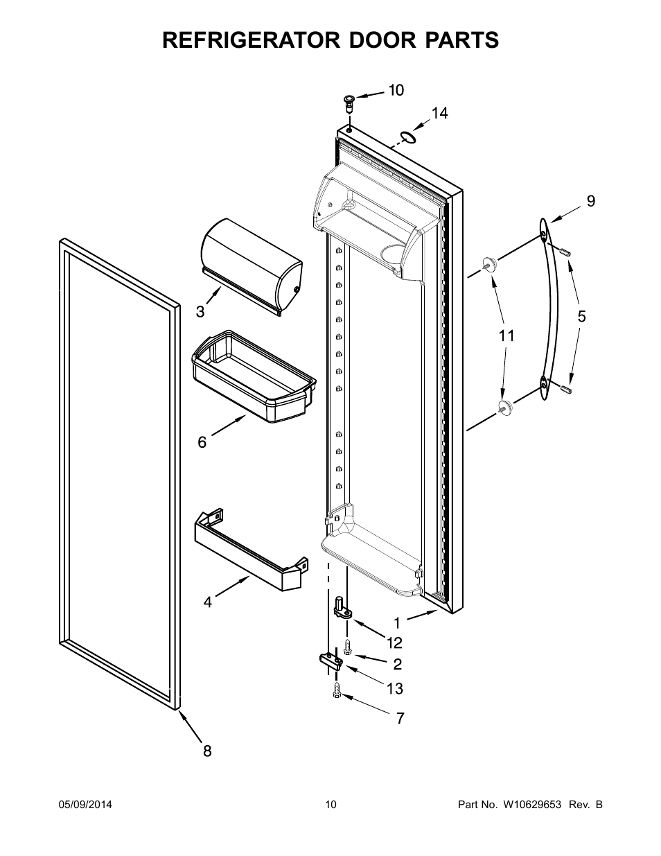 Refrigerator door parts | Whirlpool WRS322FNAM User Manual | Page 10 / 20