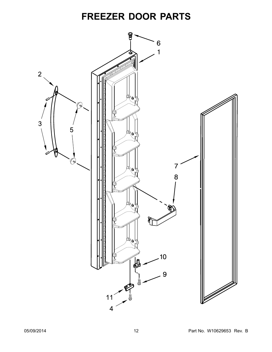 Freezer door parts | Whirlpool WRS322FNAM User Manual | Page 12 / 20