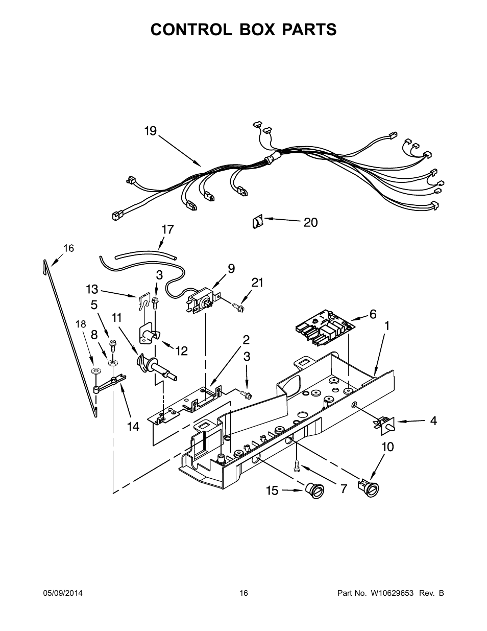 Control box parts | Whirlpool WRS322FNAM User Manual | Page 16 / 20