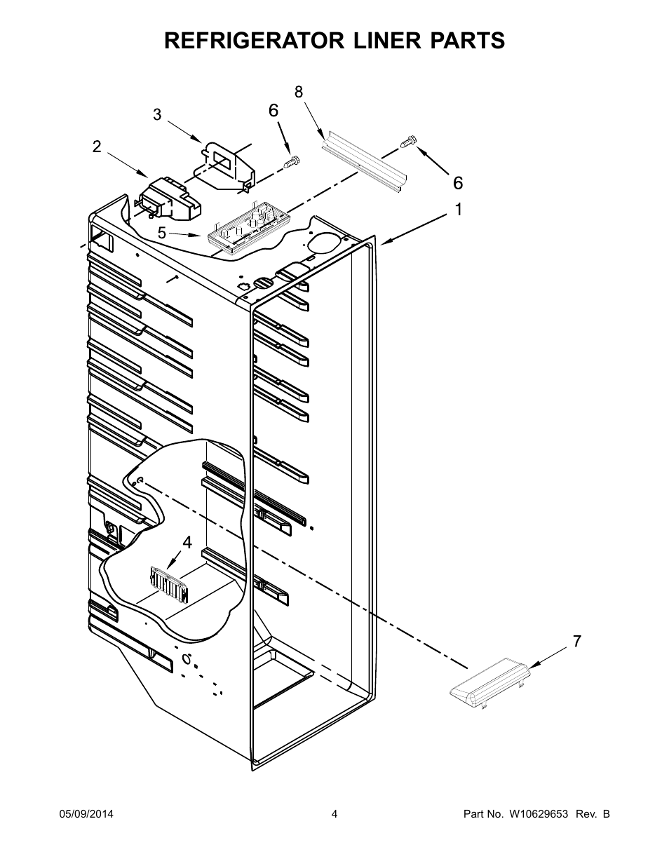 Refrigerator liner parts | Whirlpool WRS322FNAM User Manual | Page 4 / 20