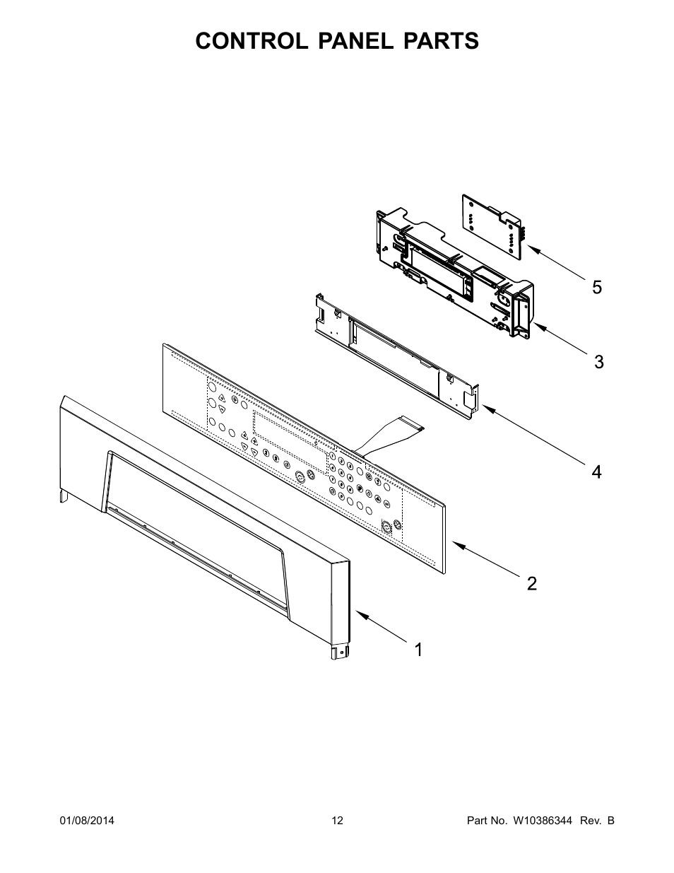 Control panel, Control panel parts | Whirlpool RBD245PRS User Manual | Page 12 / 16