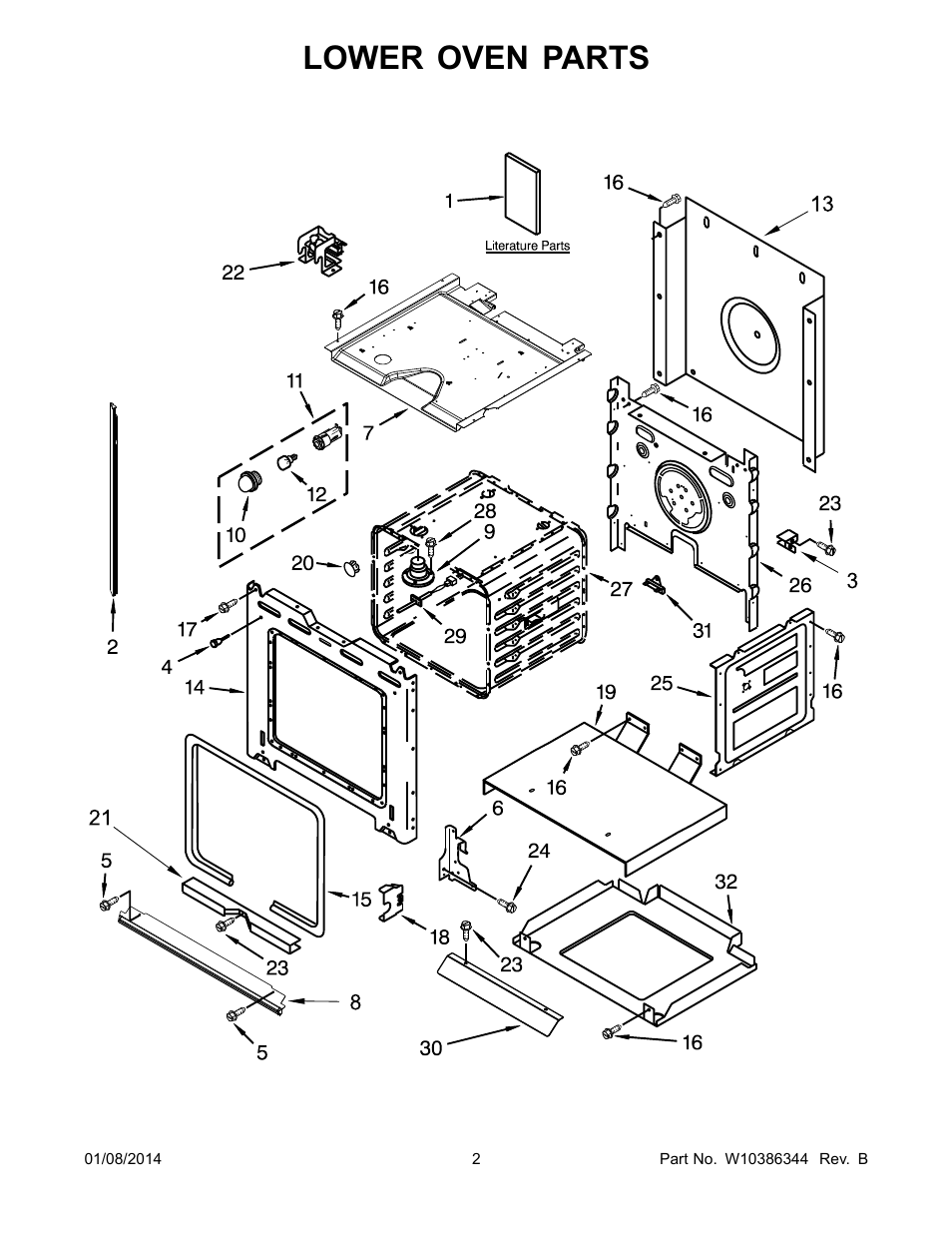 Lower oven, Lower oven parts | Whirlpool RBD245PRS User Manual | Page 2 / 16