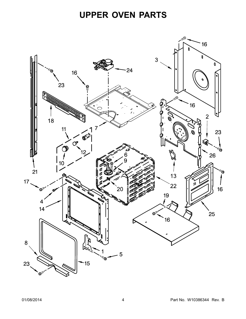 Upper oven, Upper oven parts | Whirlpool RBD245PRS User Manual | Page 4 / 16