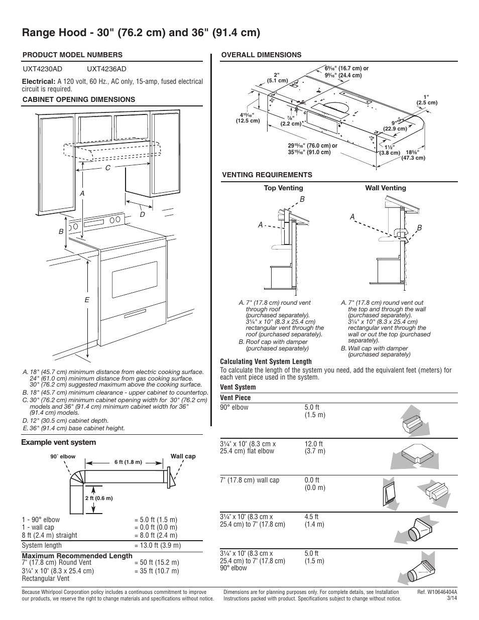 Whirlpool UXT4230ADS User Manual | 1 page