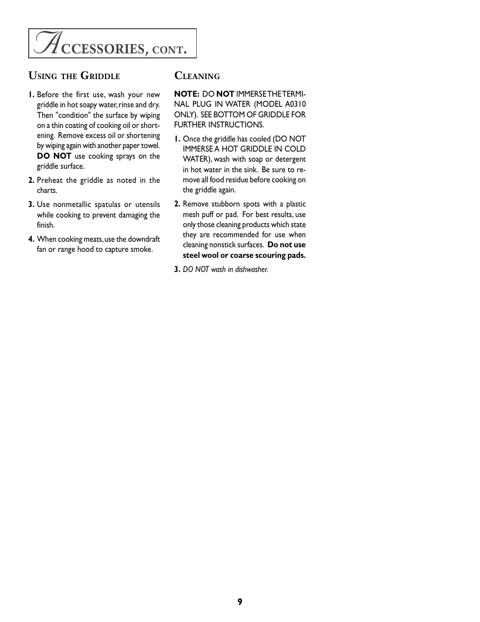 Ccessories | Whirlpool A341W User Manual | Page 10 / 36