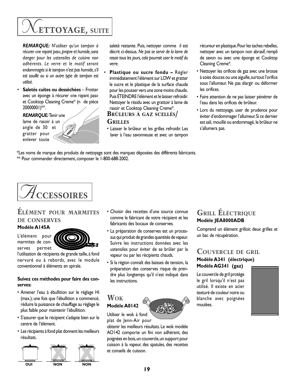 Ccessoires, Ettoyage | Whirlpool A341W User Manual | Page 20 / 36