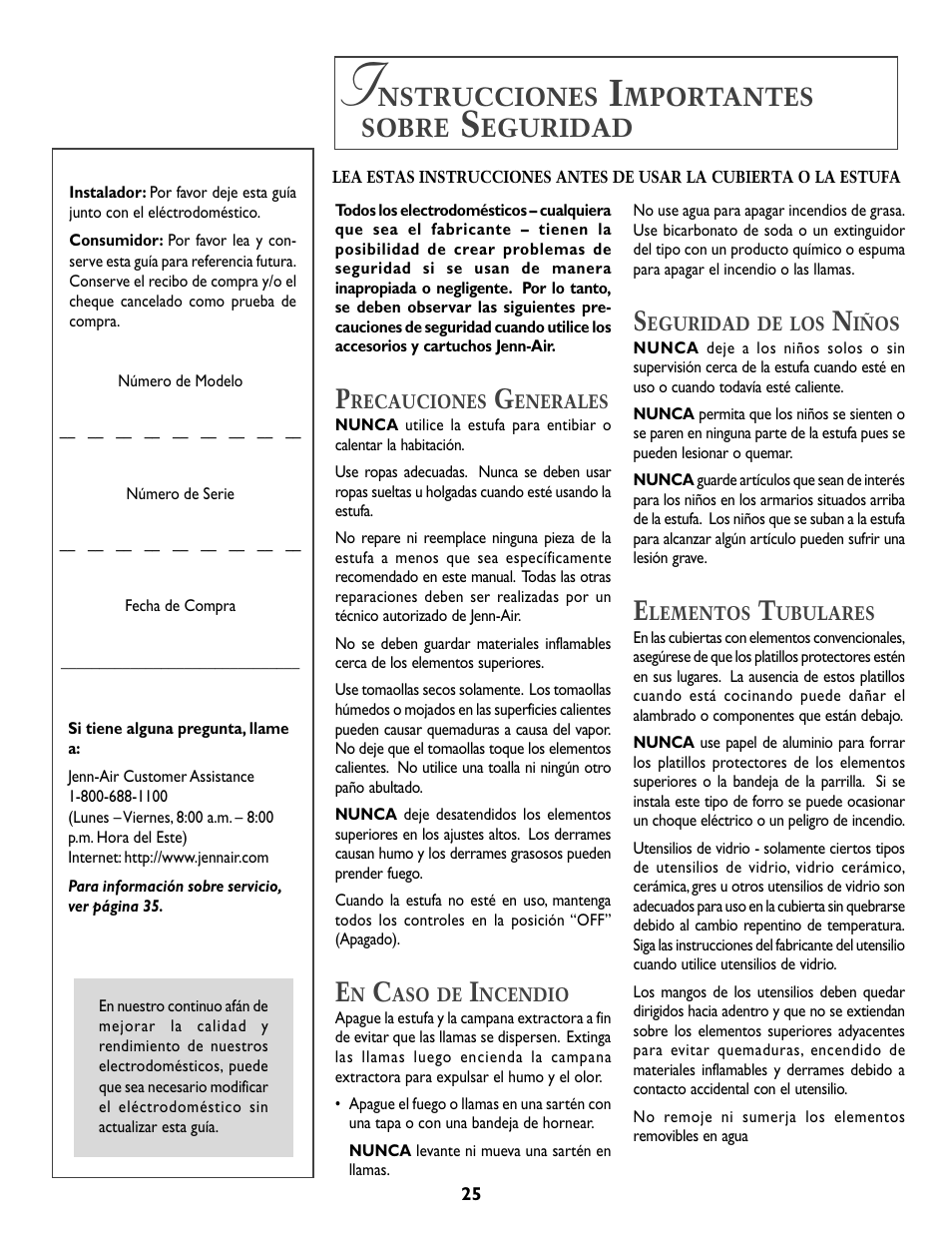 Nstrucciones, Mportantes, Sobre | Eguridad | Whirlpool A341W User Manual | Page 26 / 36