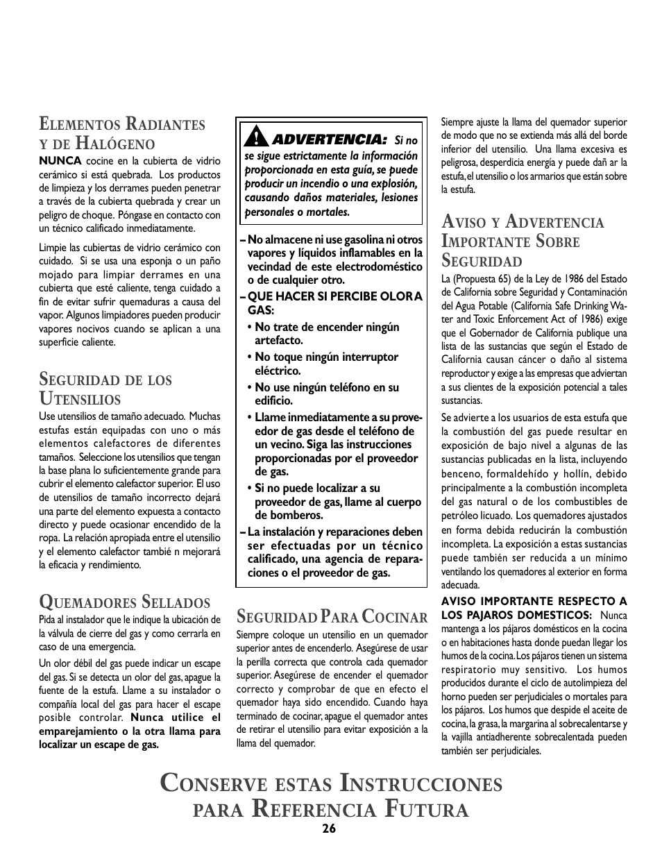 Onserve, Estas, Nstrucciones para | Eferencia, Utura | Whirlpool A341W User Manual | Page 27 / 36