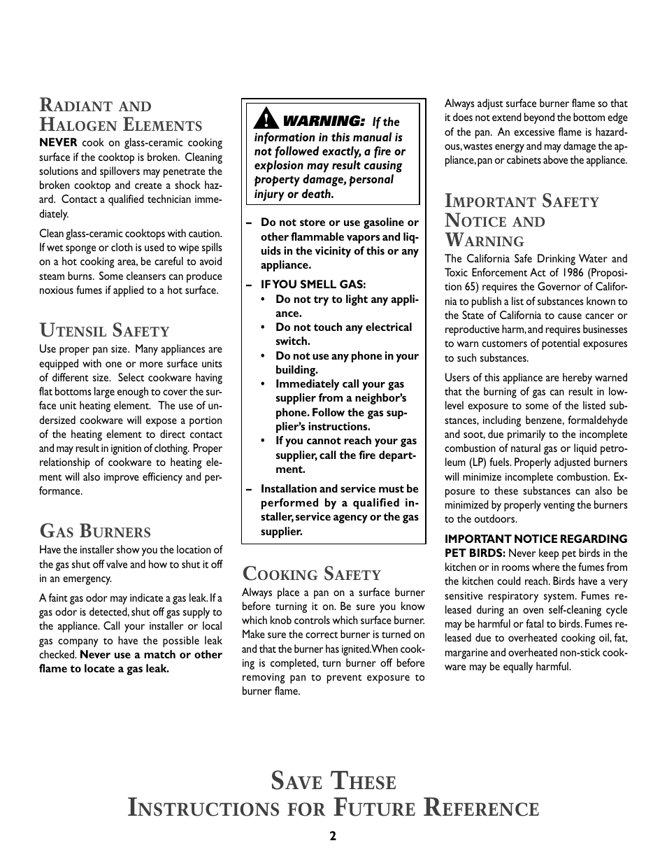 Hese, Nstructions, Uture | Eference | Whirlpool A341W User Manual | Page 3 / 36