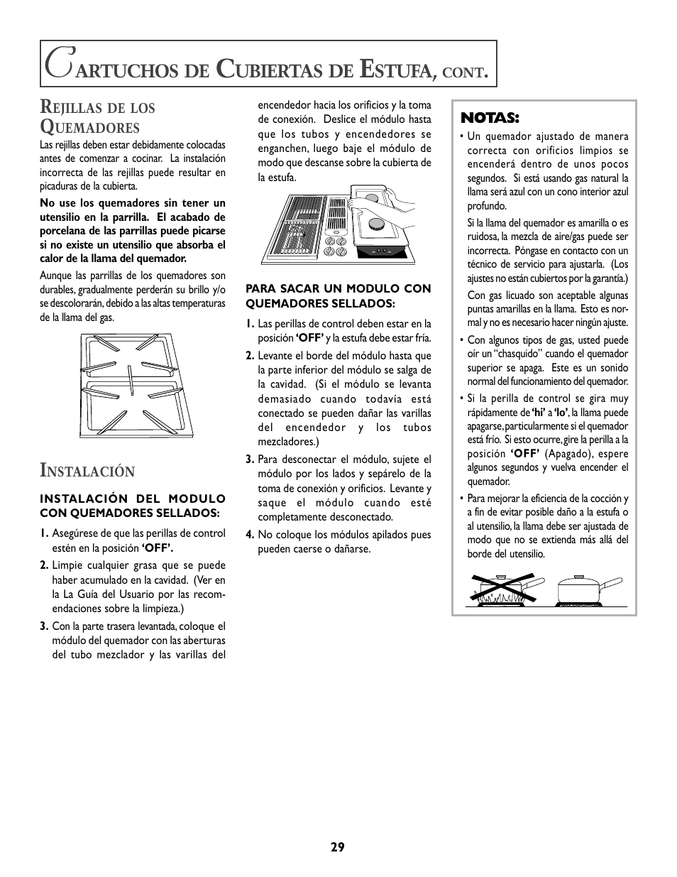 Artuchos, Ubiertas, Stufa | Whirlpool A341W User Manual | Page 30 / 36