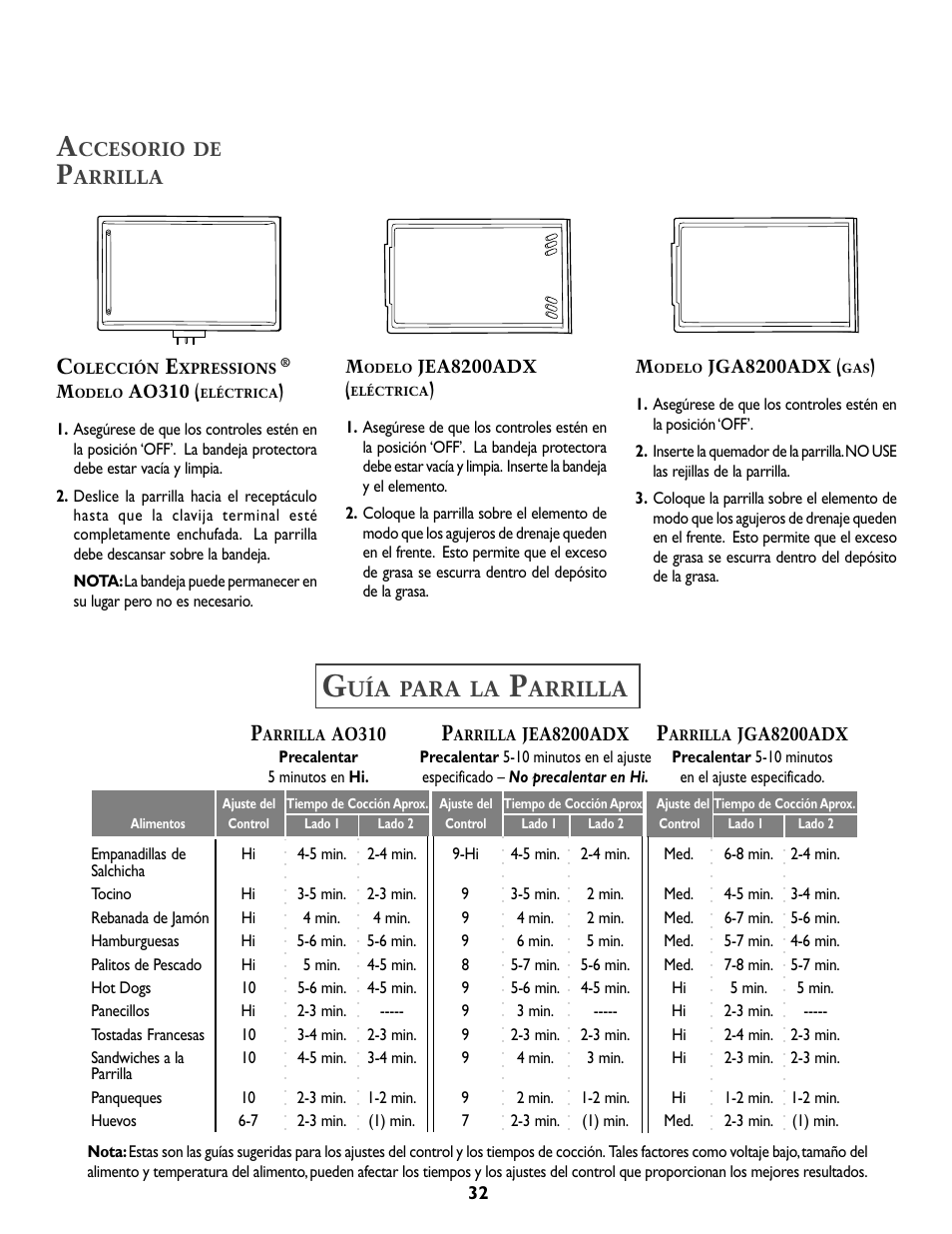 Para, Arrilla | Whirlpool A341W User Manual | Page 33 / 36
