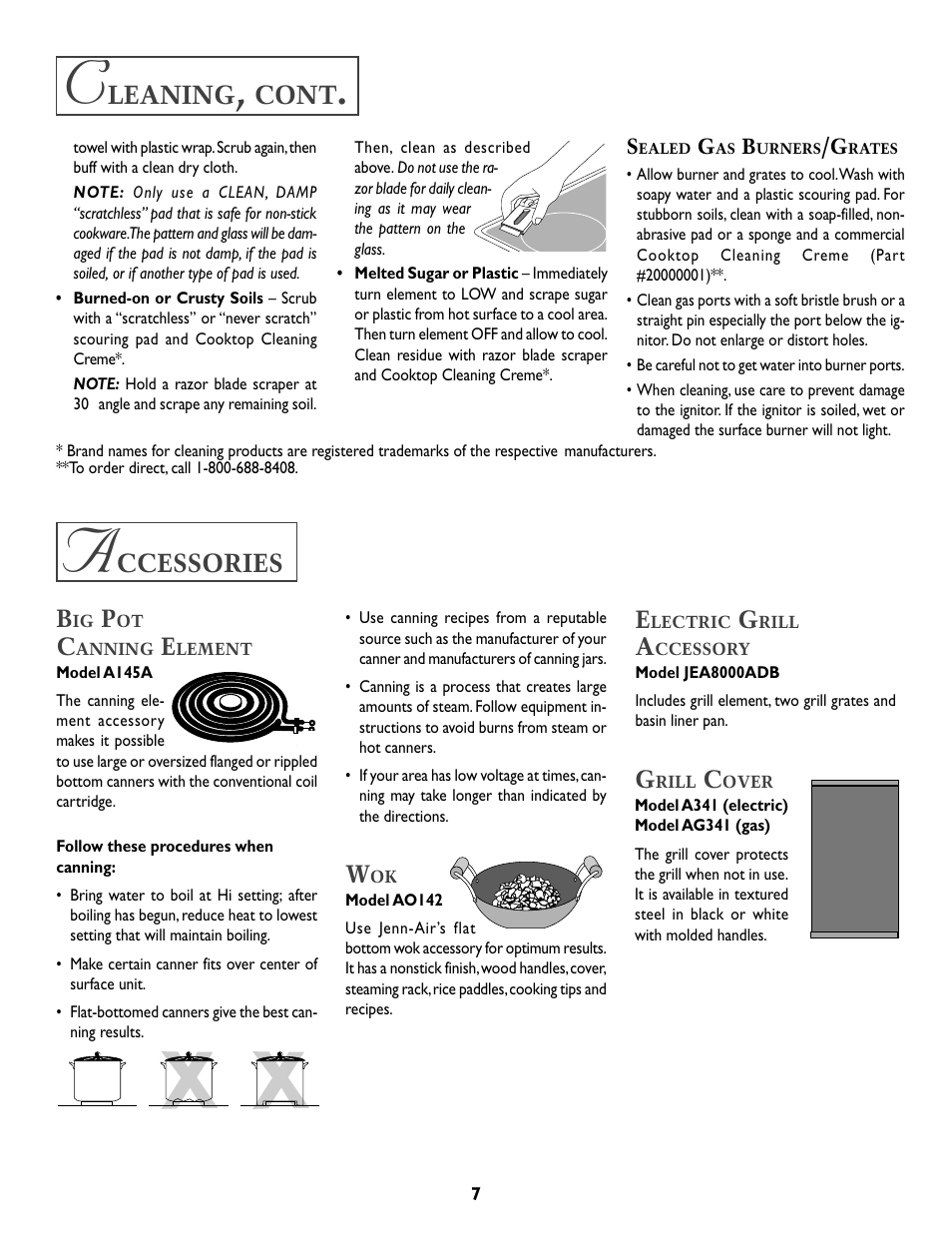 Leaning, Cont, Ccessories | Whirlpool A341W User Manual | Page 8 / 36