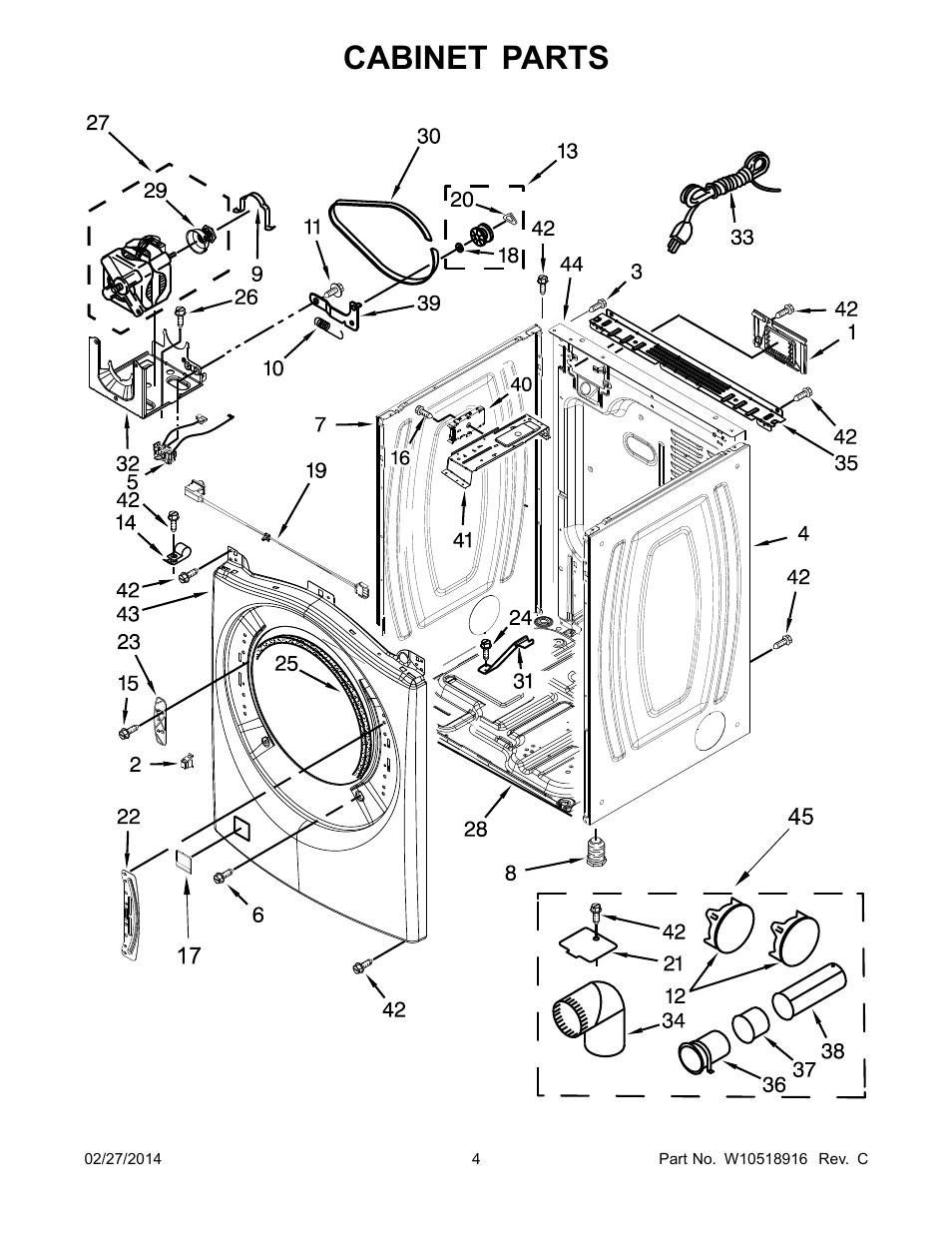 Cabinet parts | Whirlpool WGD88HEAW User Manual | Page 4 / 12