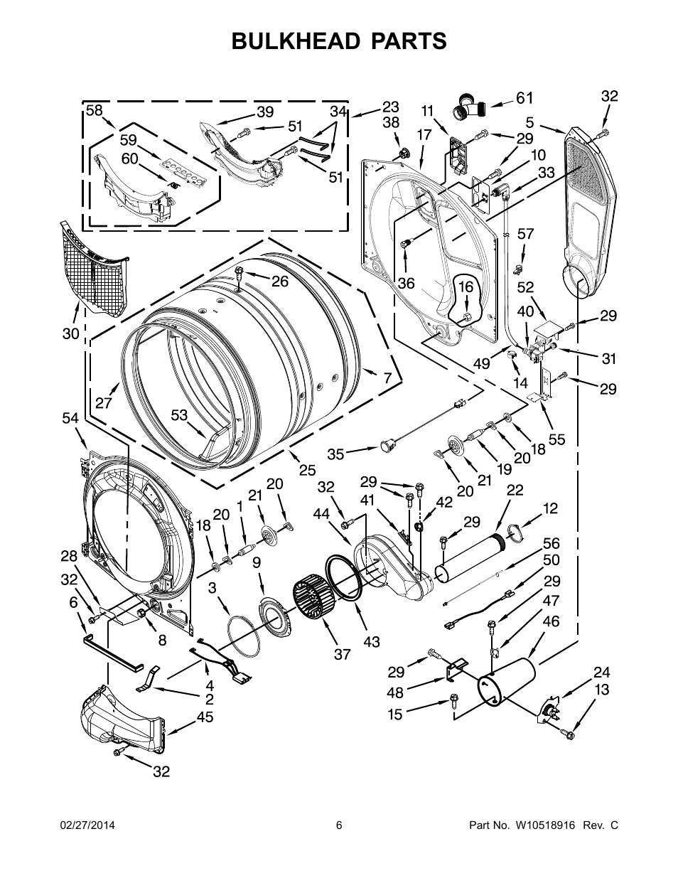 Bulkhead parts | Whirlpool WGD88HEAW User Manual | Page 6 / 12