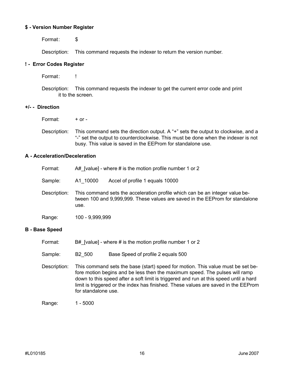 Anaheim PROGRAMMABLE SIMPLE INDEXER/DRIVER MBC10SI1 User Manual | Page 16 / 22