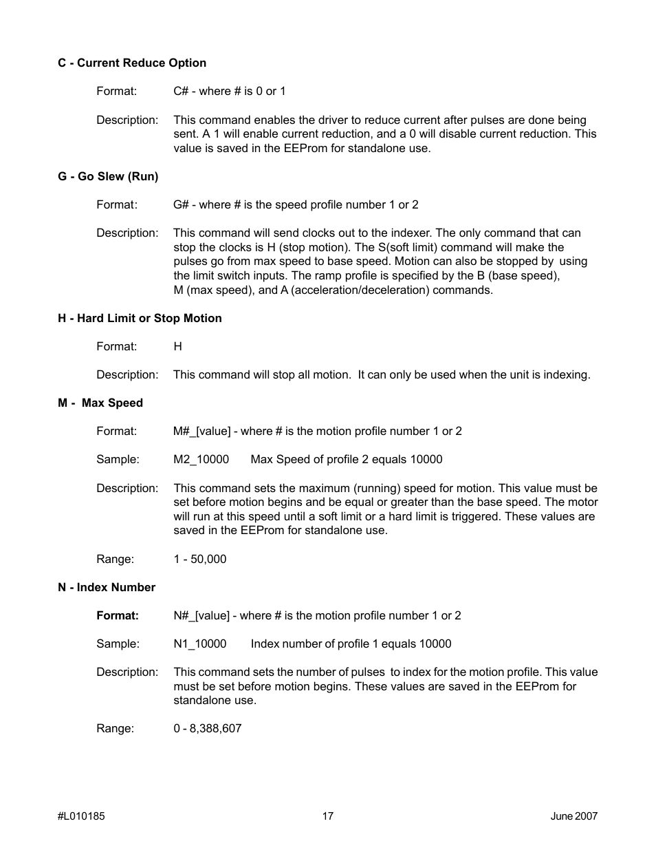 Anaheim PROGRAMMABLE SIMPLE INDEXER/DRIVER MBC10SI1 User Manual | Page 17 / 22
