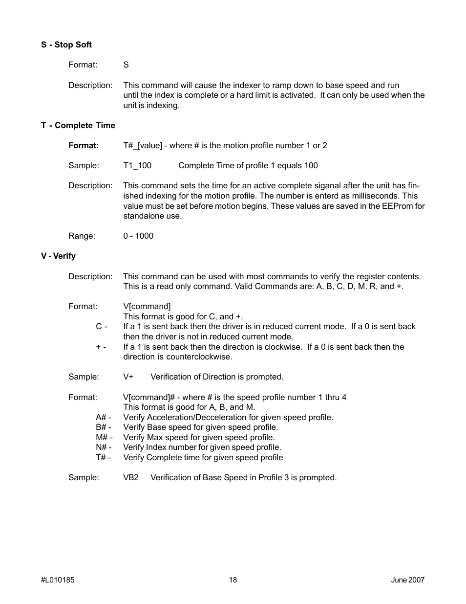 Anaheim PROGRAMMABLE SIMPLE INDEXER/DRIVER MBC10SI1 User Manual | Page 18 / 22