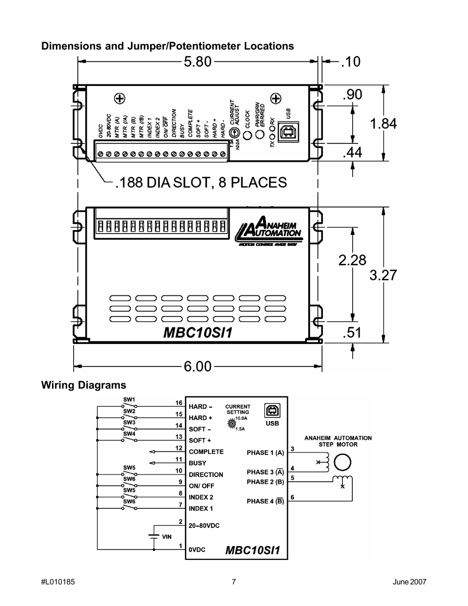 Anaheim PROGRAMMABLE SIMPLE INDEXER/DRIVER MBC10SI1 User Manual | Page 7 / 22