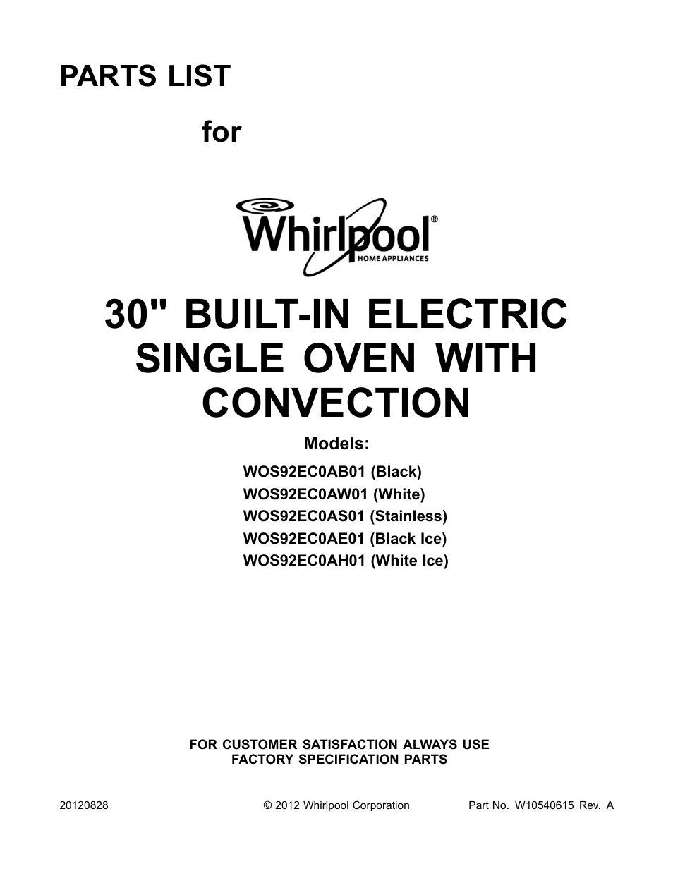 Whirlpool WOS92EC0AS User Manual | 10 pages