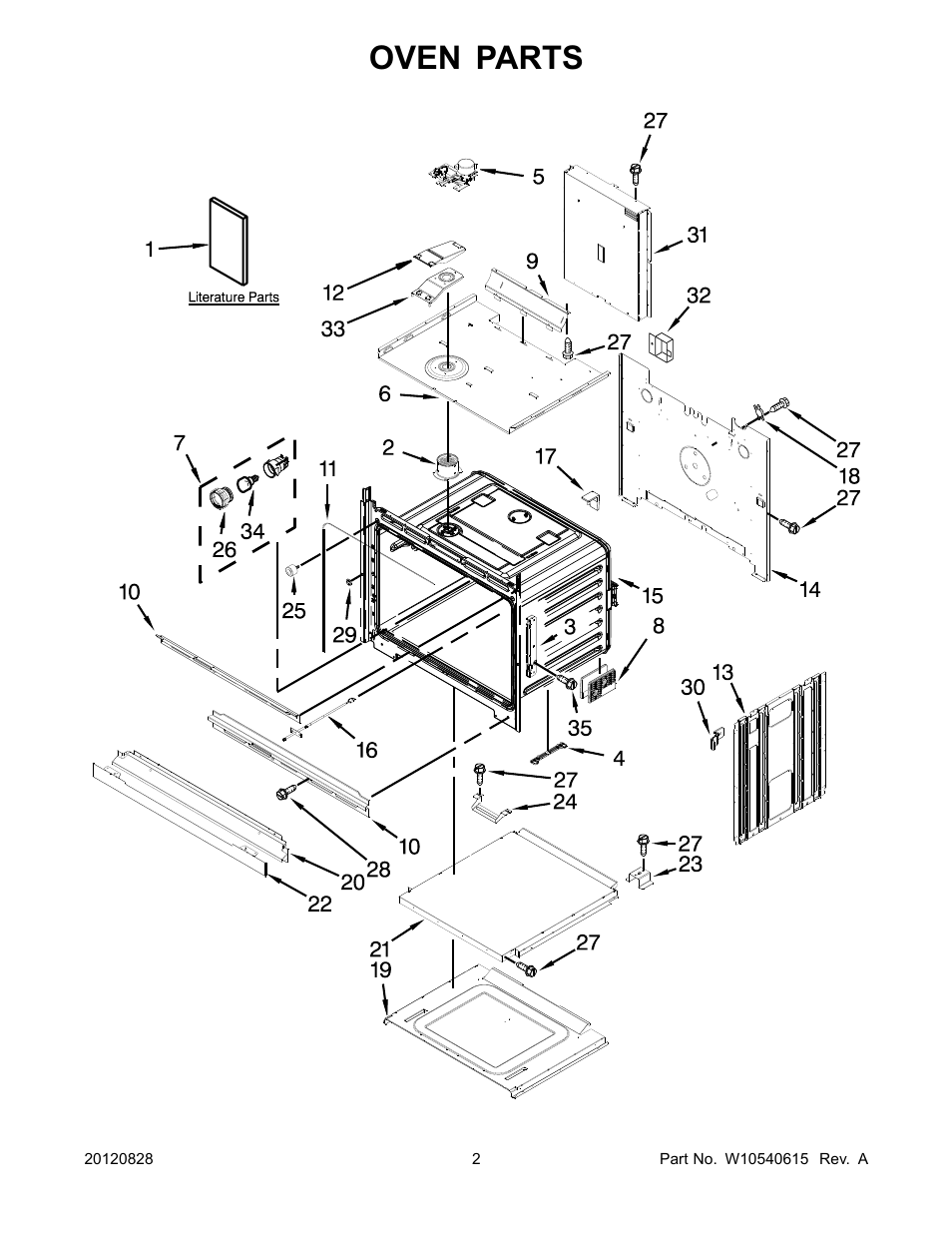 Oven, Oven parts | Whirlpool WOS92EC0AS User Manual | Page 2 / 10