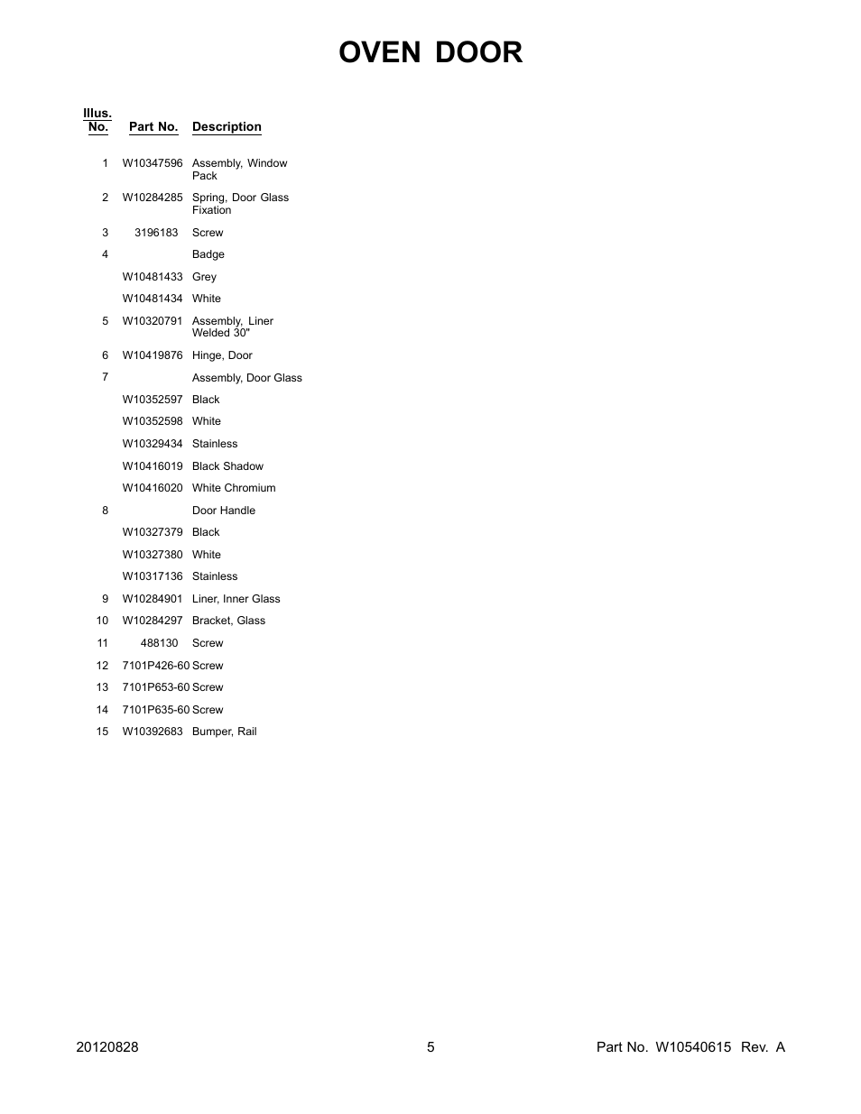 Oven door | Whirlpool WOS92EC0AS User Manual | Page 5 / 10