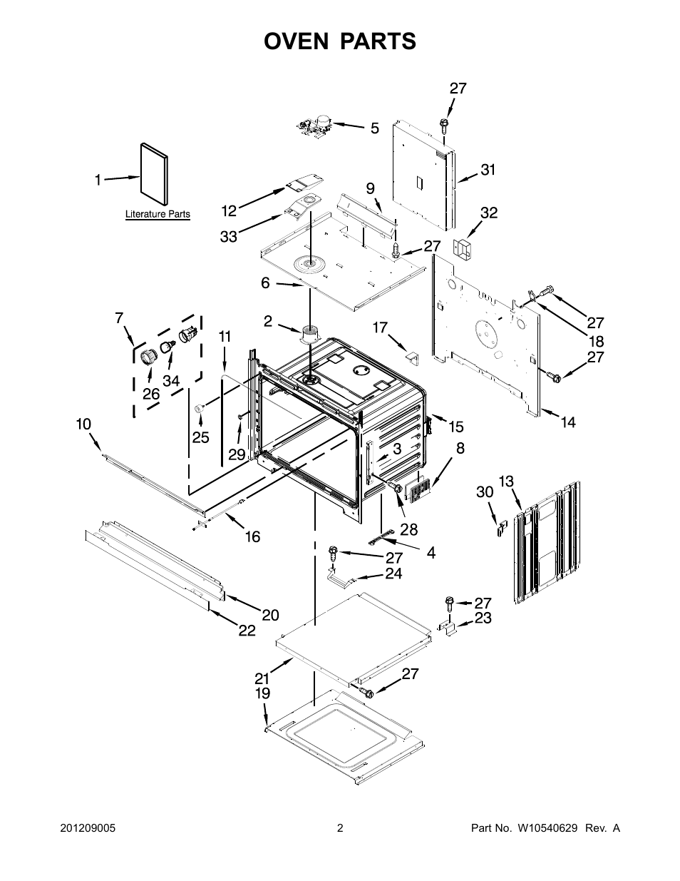 Oven, Oven parts | Whirlpool WOS51EC0AS User Manual | Page 2 / 10