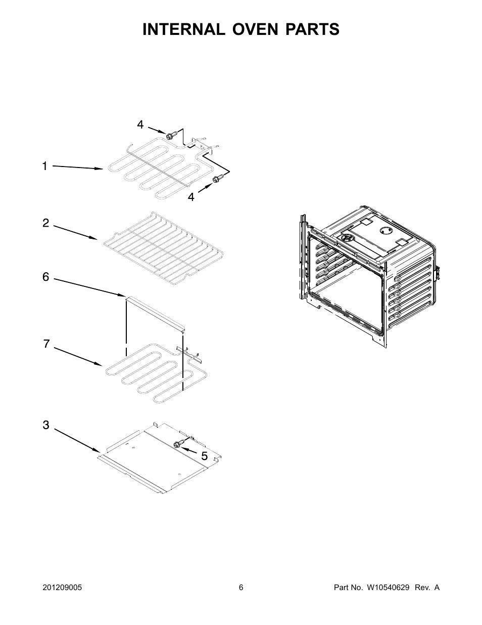 Internal oven, Internal oven parts | Whirlpool WOS51EC0AS User Manual | Page 6 / 10