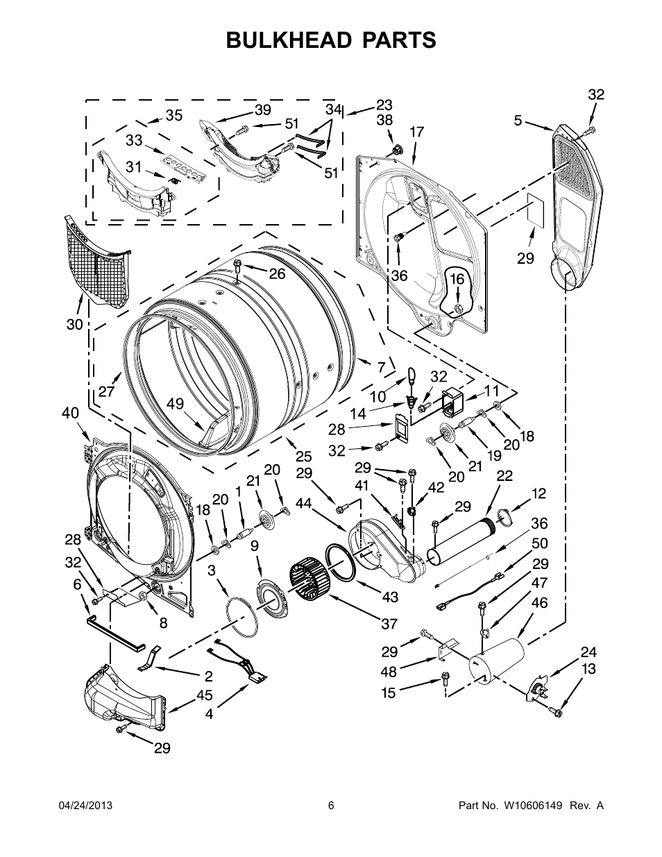 Bulkhead, Bulkhead parts | Whirlpool WGD80HEBW User Manual | Page 6 / 12