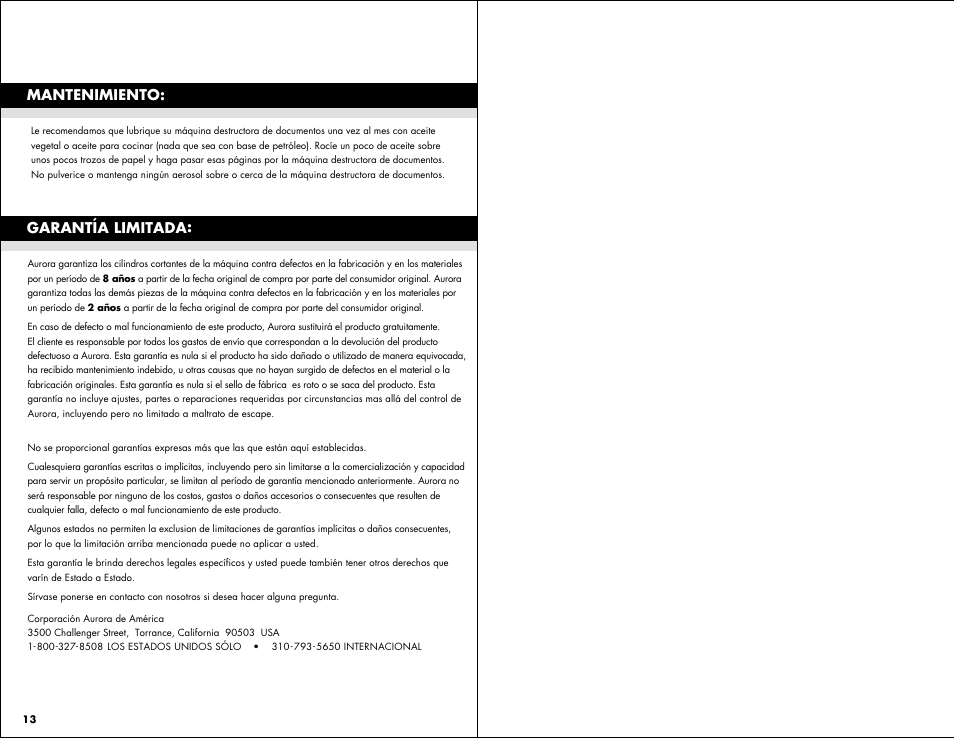 Aurora AS1540CD User Manual | Page 8 / 8