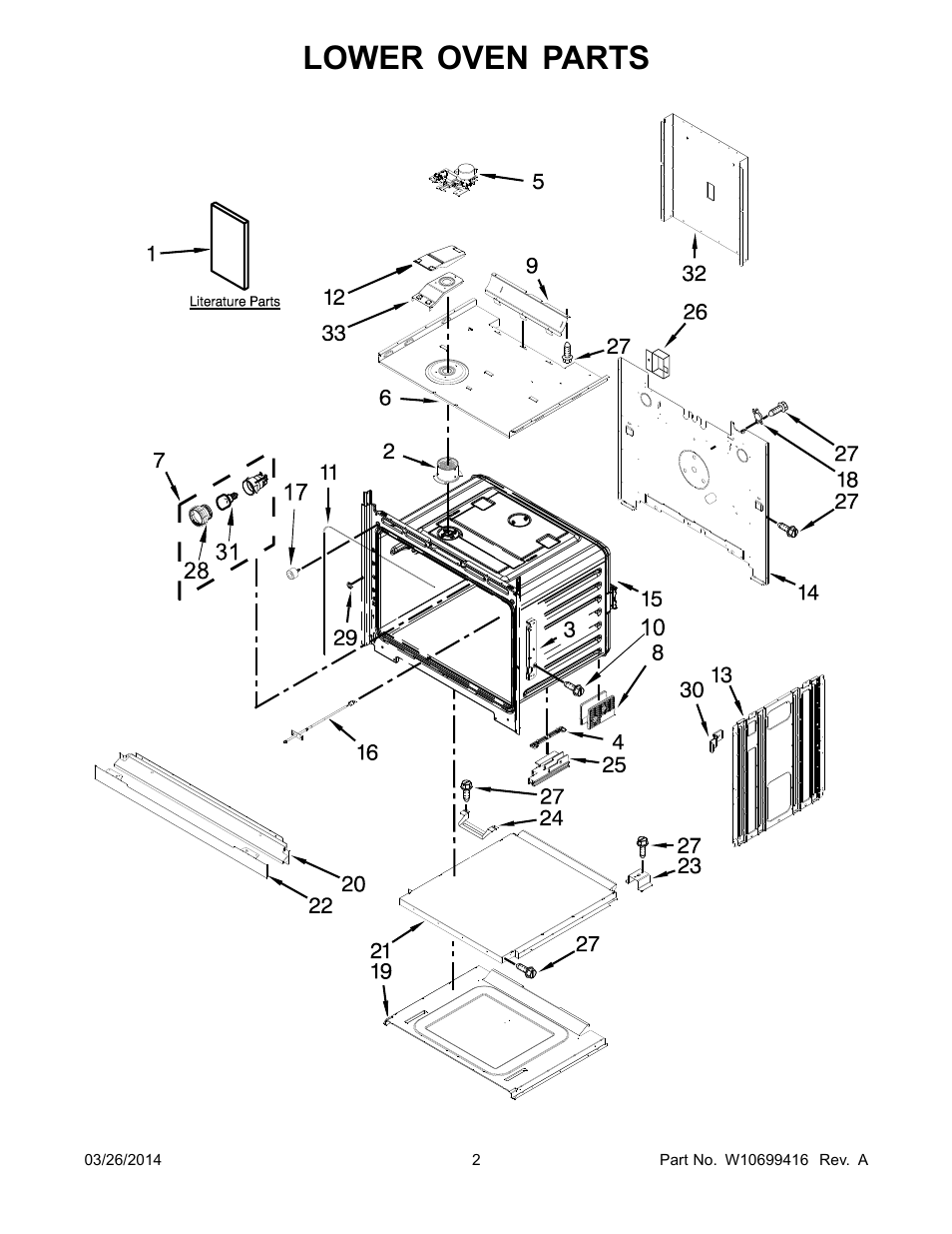 Lower oven parts | Whirlpool WOD51EC7AS User Manual | Page 2 / 14