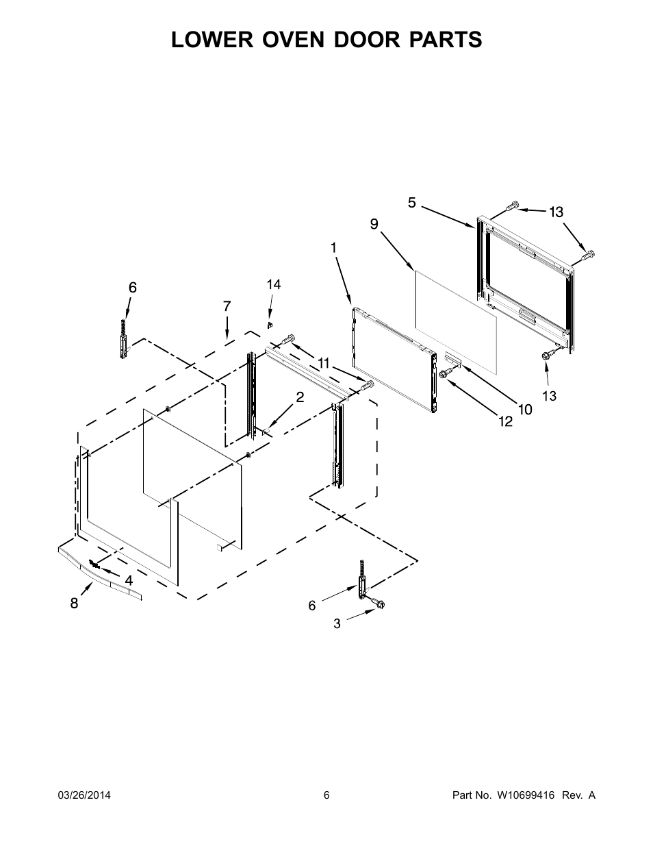 Lower oven door parts | Whirlpool WOD51EC7AS User Manual | Page 6 / 14