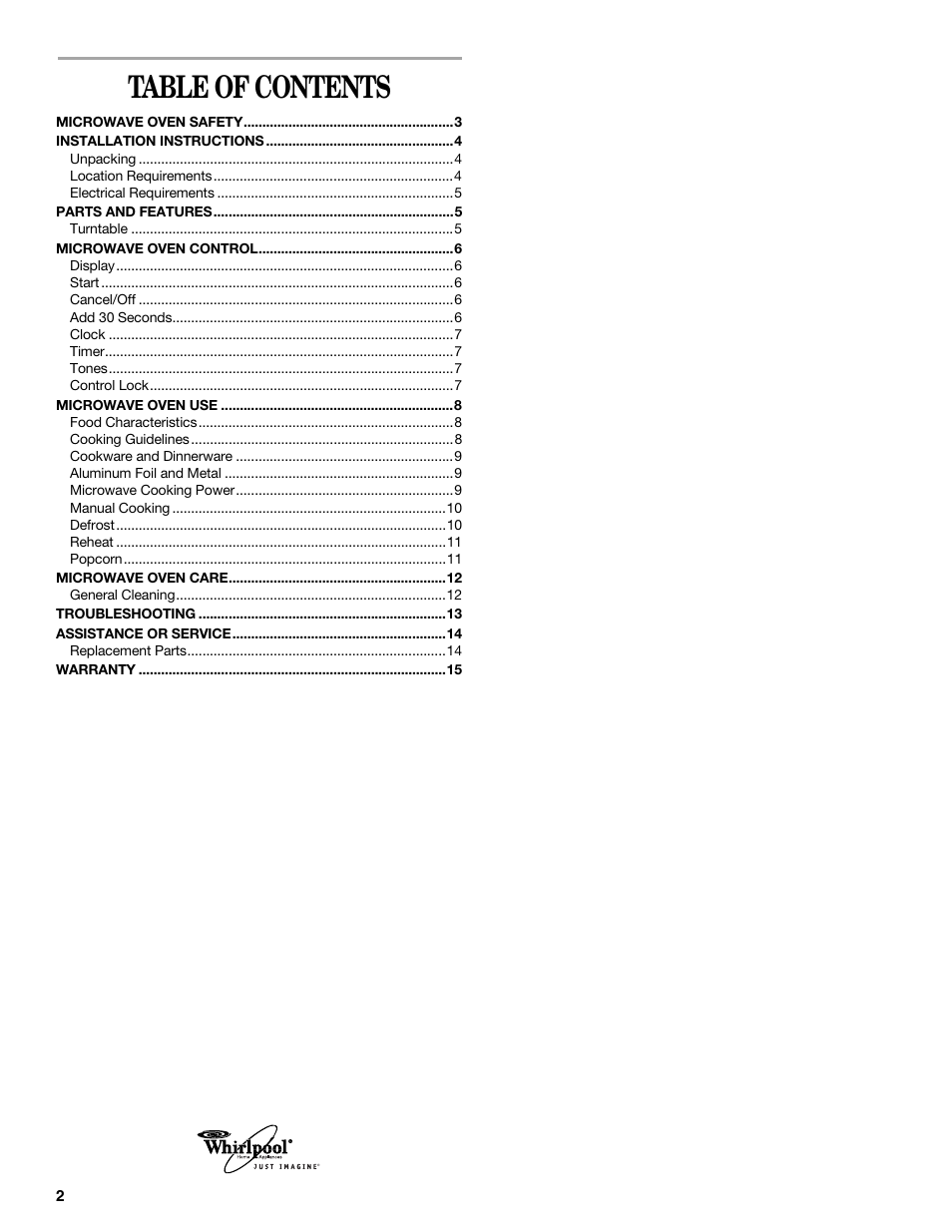 Whirlpool WMC20005YD User Manual | Page 2 / 16