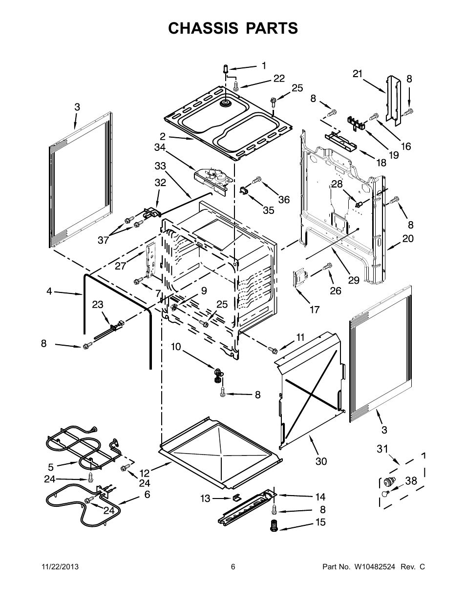 Chassis, Chassis parts | Whirlpool WFC310S0AS User Manual | Page 6 / 12