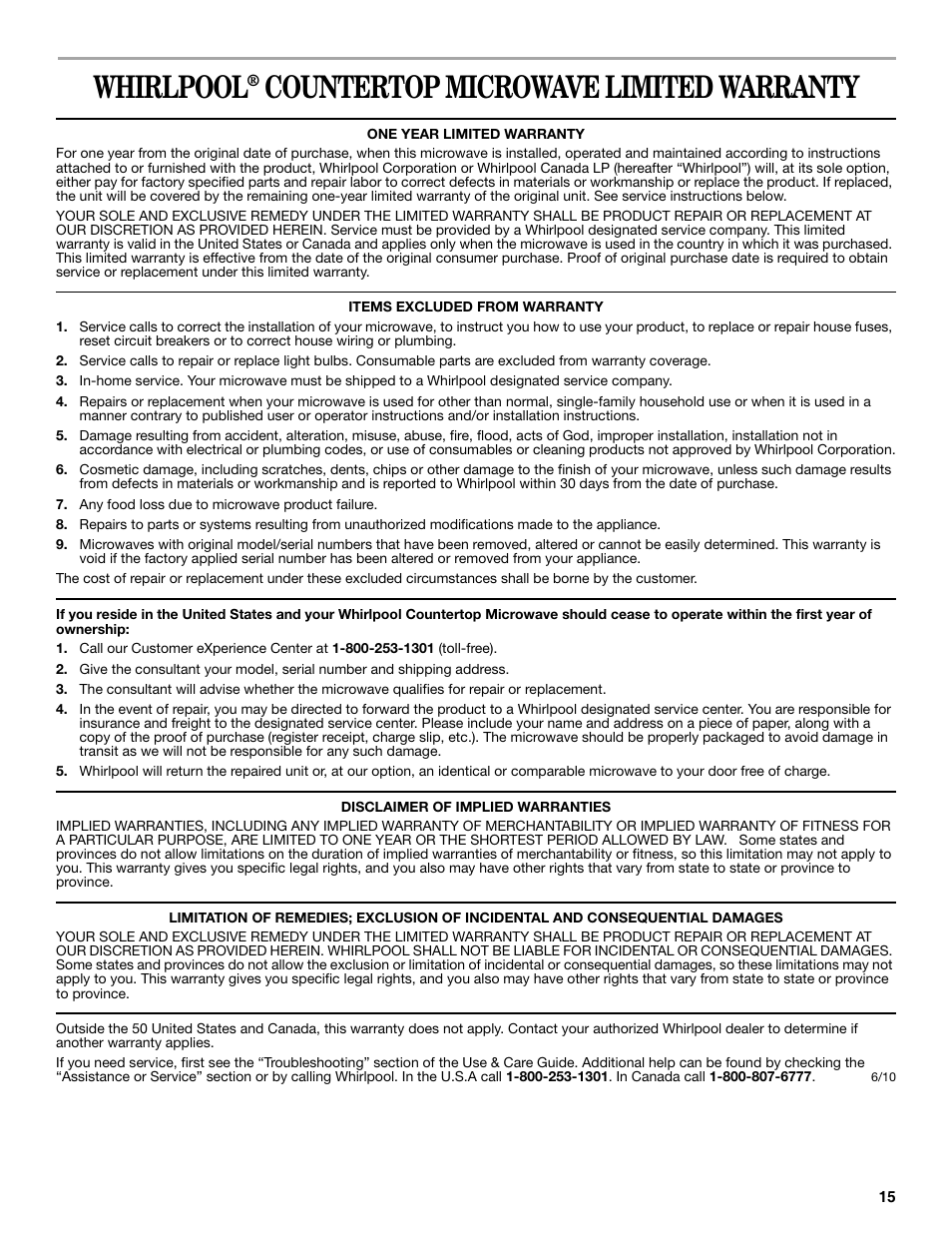 Whirlpool WMC20005YD User Manual | 2 pages