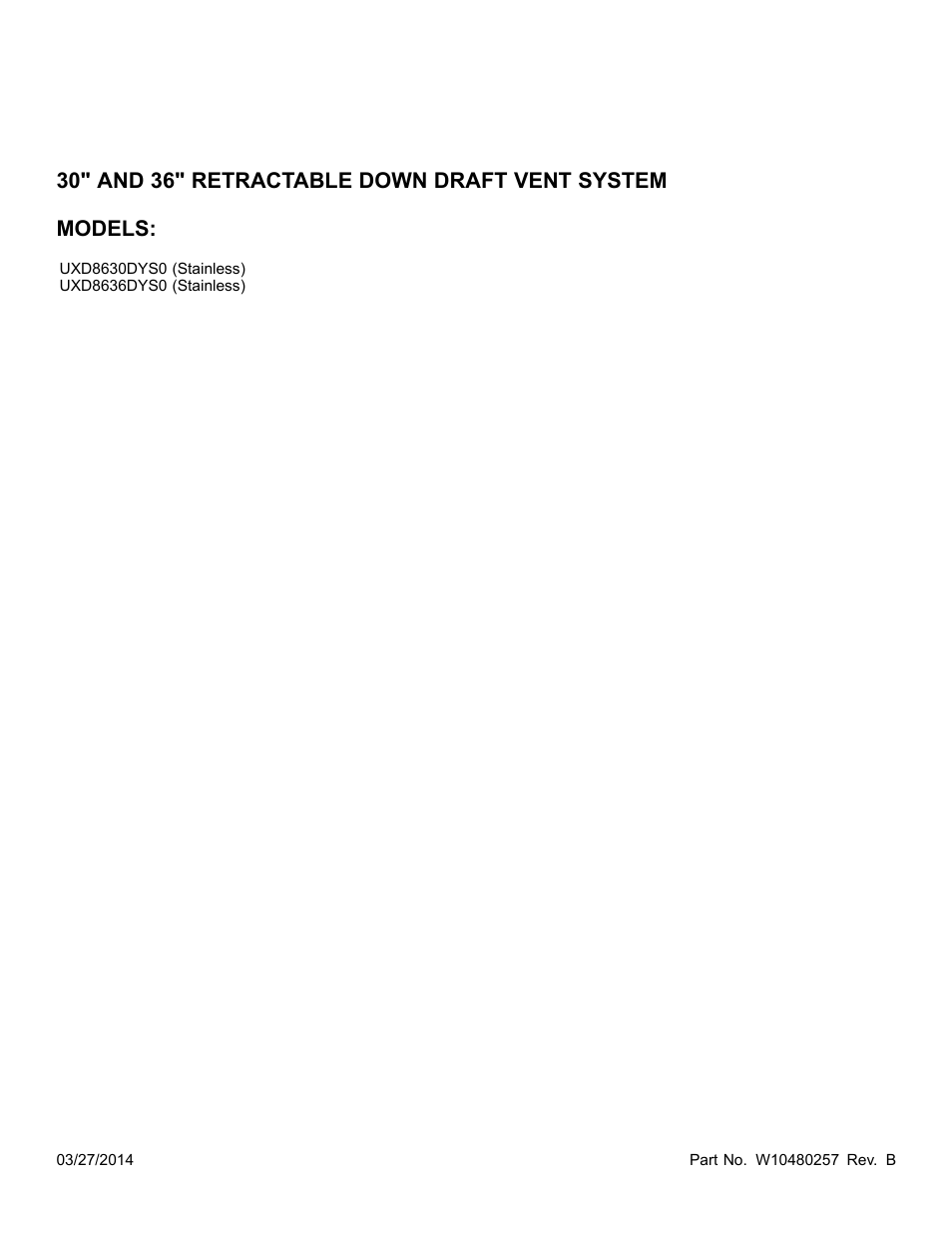 Whirlpool UXD8630DYS User Manual | 3 pages