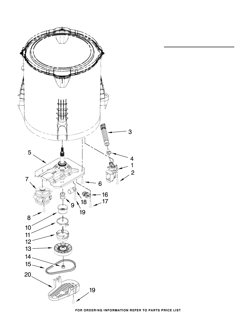 Gearcase, motor and pump, Gearcase, motor and pump parts | Whirlpool WTW4880AW User Manual | Page 7 / 8