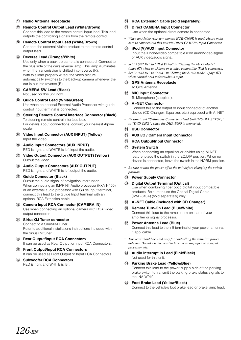 Alpine INA-W910 User Manual | Page 126 / 131