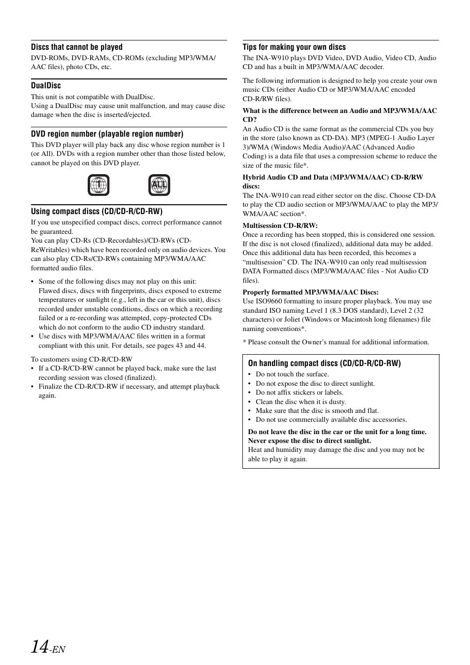 Alpine INA-W910 User Manual | Page 14 / 131