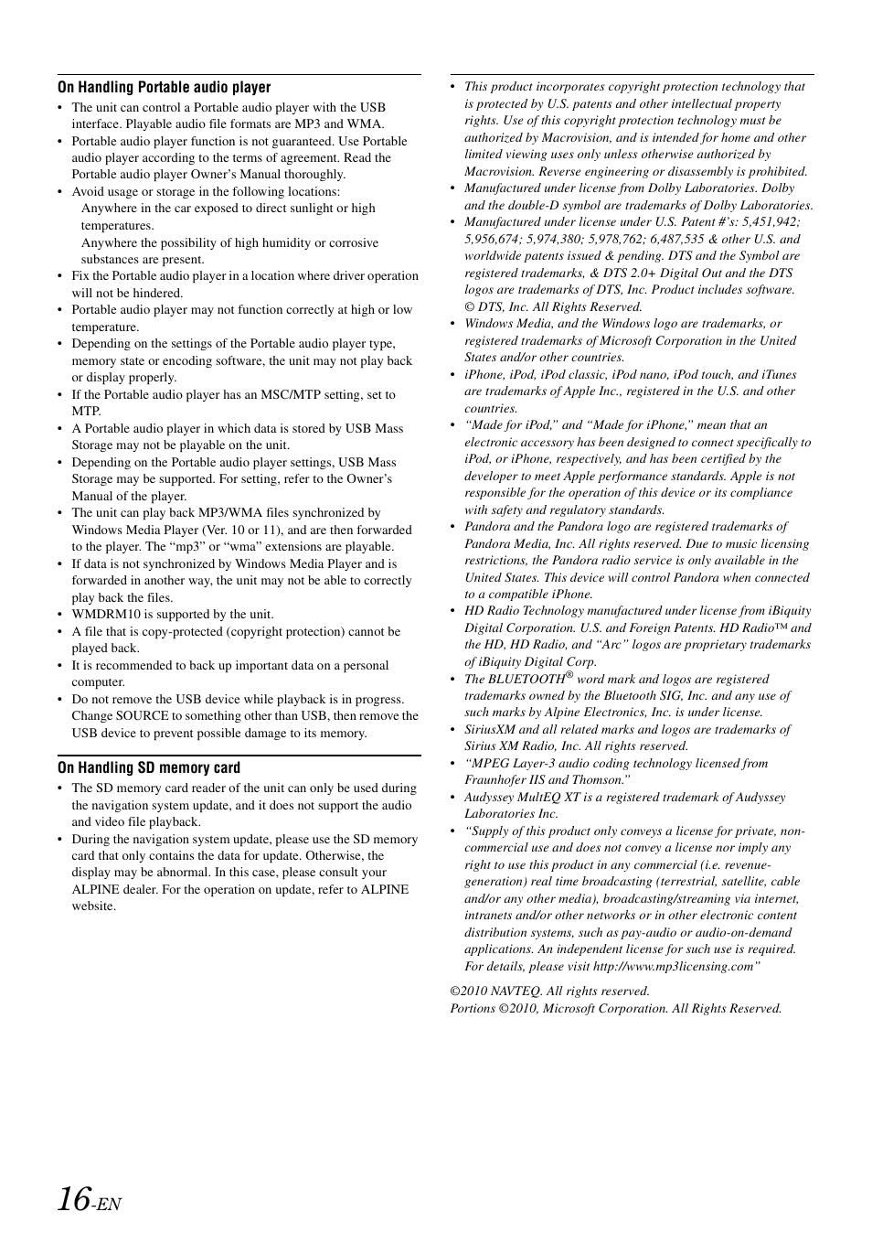Alpine INA-W910 User Manual | Page 16 / 131