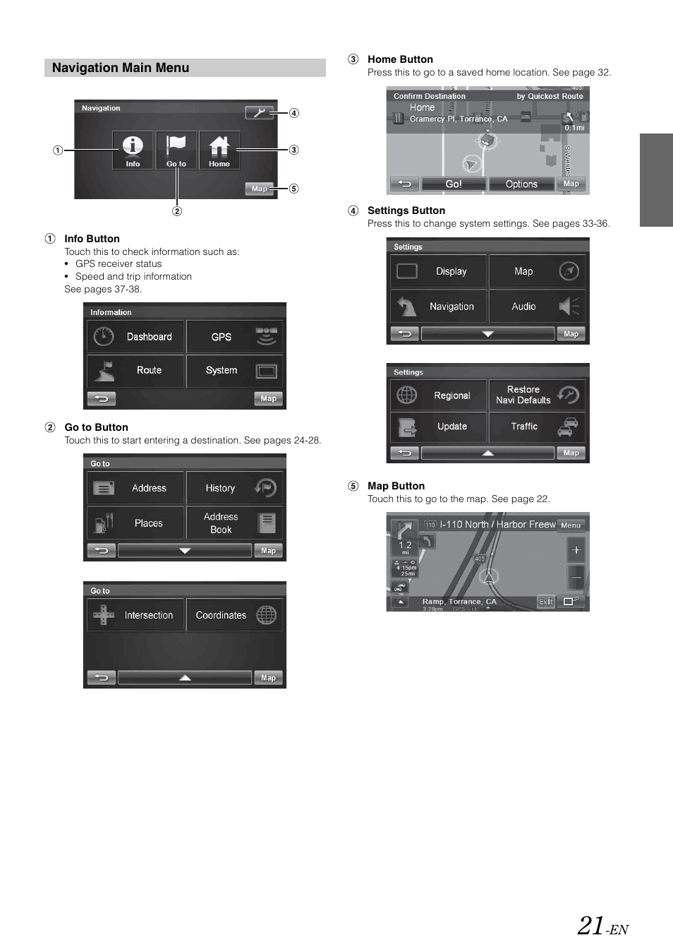 Navigation main menu | Alpine INA-W910 User Manual | Page 21 / 131