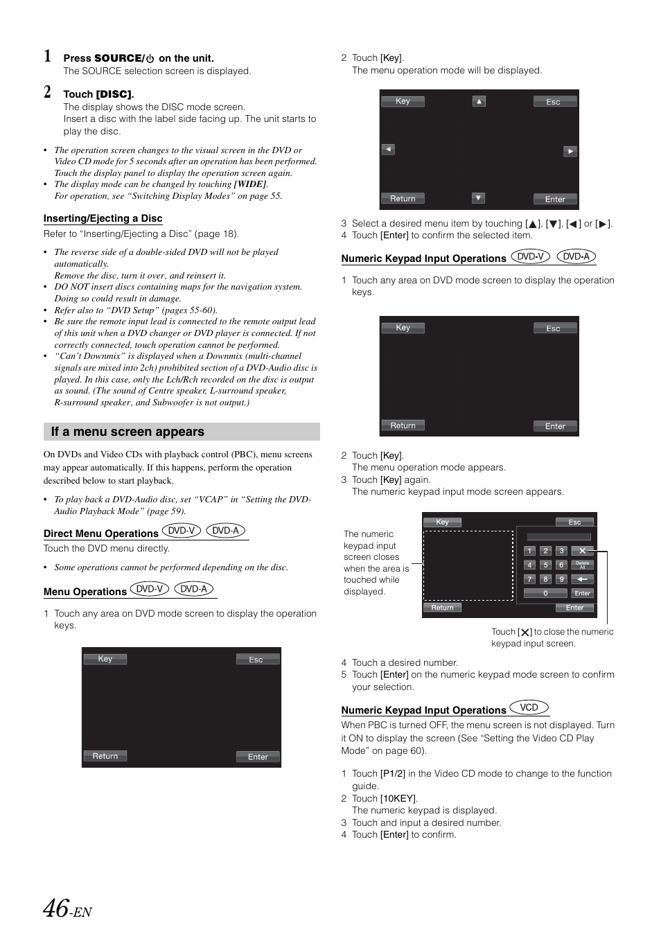 If a menu screen appears | Alpine INA-W910 User Manual | Page 46 / 131