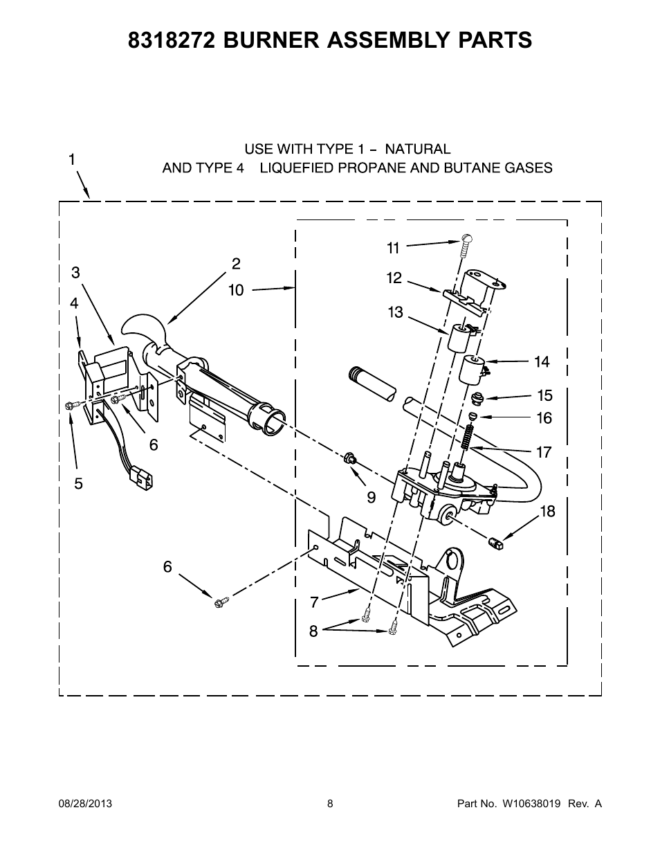 8318272 burner assembly | Whirlpool WGD4850BW User Manual | Page 8 / 10