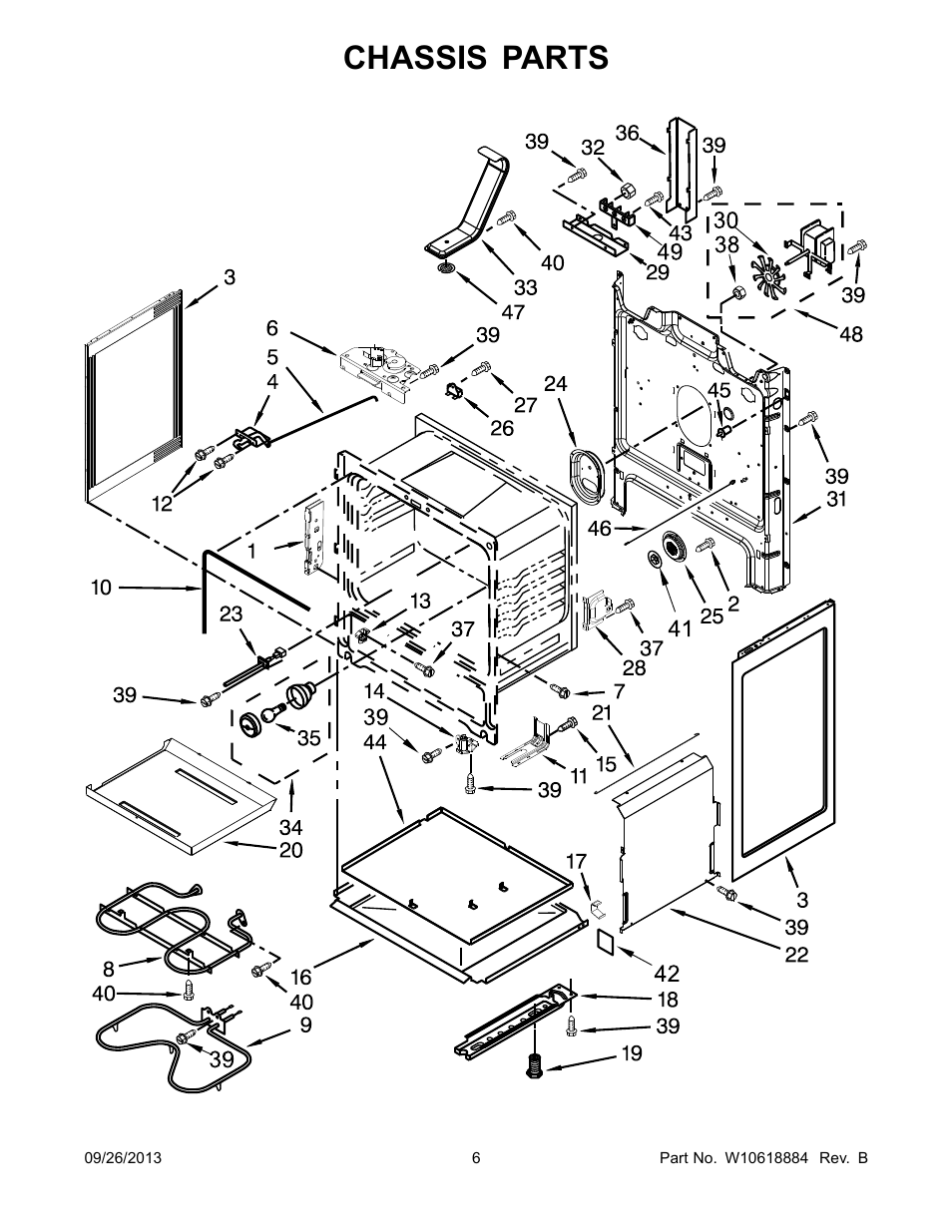 Chassis, Chassis parts | Whirlpool WFE525C0BS User Manual | Page 6 / 12