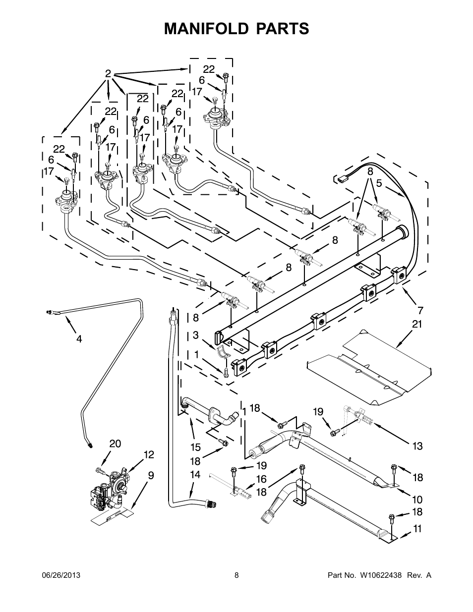 Manifold, Manifold parts | Whirlpool WFG720H0AS User Manual | Page 8 / 14