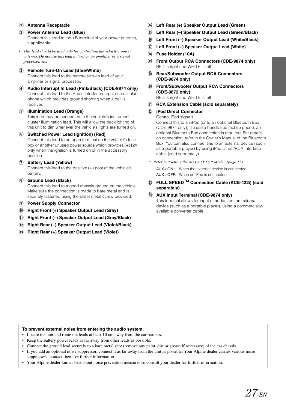 Alpine CDE-9872 User Manual | Page 29 / 89