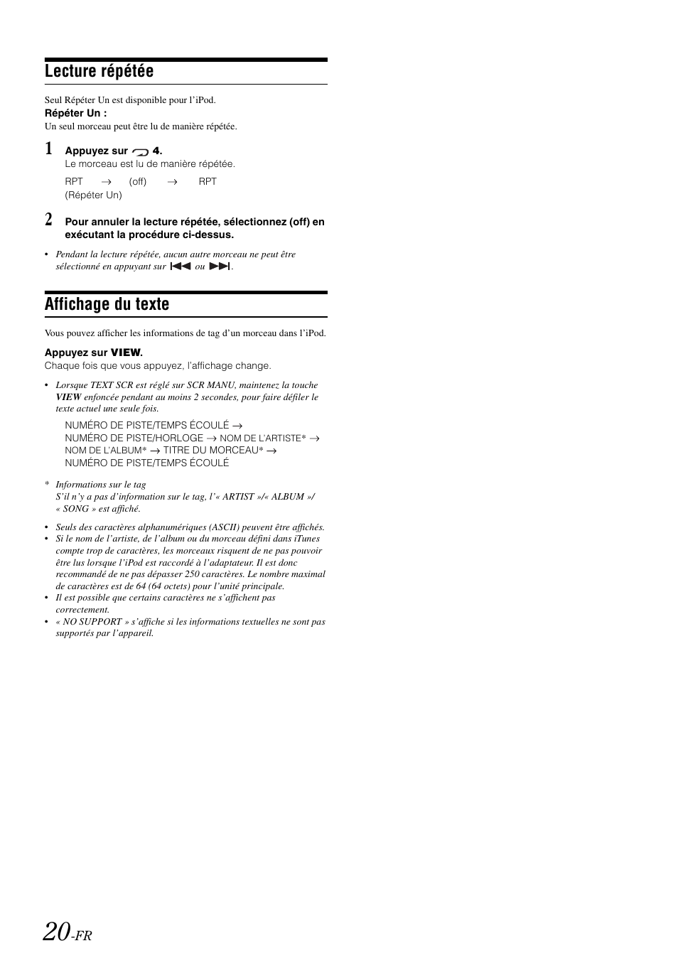 Lecture répétée, Affichage du texte | Alpine CDE-9872 User Manual | Page 52 / 89