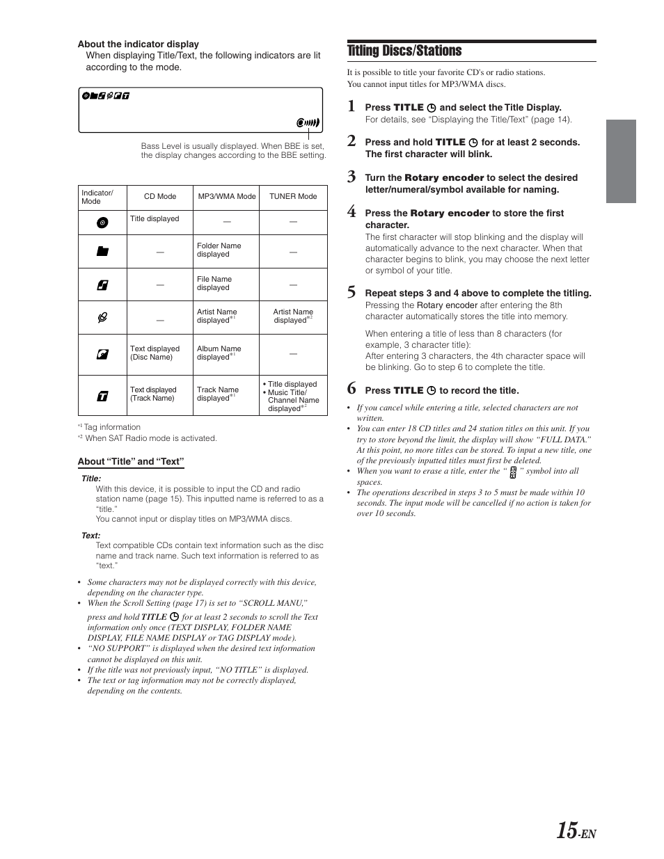 Titling discs / stations, Titling discs/stations | Alpine CDA-9847 User Manual | Page 16 / 34