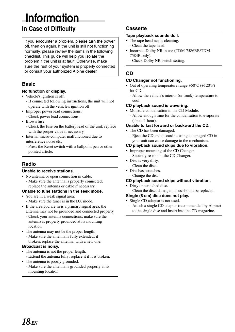 Information | Alpine TDM-7586RB User Manual | Page 20 / 25